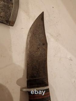 Vintage Western Boulder Fixed Blade Knife Hatchet Axe Combo 1967479