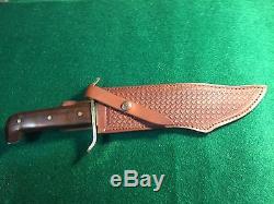 Vintage Western Bowie Fighting Hunting Knife With Sheath Ex. Con. Vietnam Era