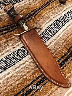 Vintage Western CSW49 W49 Crown Stag Bowie Survival Hunting V44 Knife WithSheath