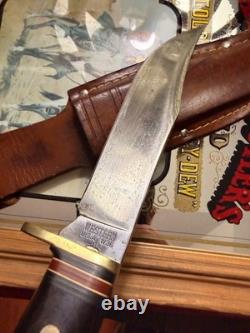 Vintage Western Fix-Blade 1983' W3-G Camp or Bowie stylewith original sheath
