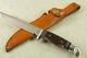 Vintage Western Fixed Blade Hunting Knife S648A Stag Handle Leather Sheath NICE