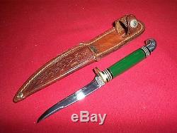 Vintage Western Green Handle Bird Trout Type Hunting Knife 28 WithSh Used N/M