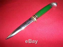 Vintage Western Green Handle Bird Trout Type Hunting Knife 48 B WithSh Used N/M