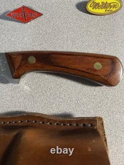 Vintage Western Knife W83 H Stamped With Sheath Great Handle and Blade Beautiful