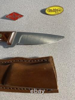 Vintage Western Knife W83 H Stamped With Sheath Great Handle and Blade Beautiful