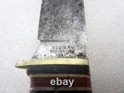 Vintage Western L-66 Hunting Outdoorsman Knife with Hatchet Sheath Boulder USA
