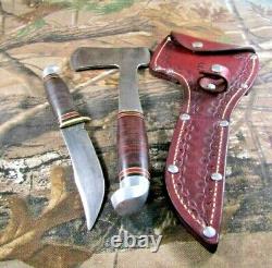Vintage Western L10 Hatchet & L66 Knife Boulder Colo USA WithCustom Made Sheath