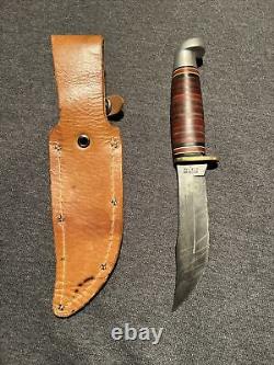 Vintage Western L66 Hunting Fixed Knife with Sheath made in USA