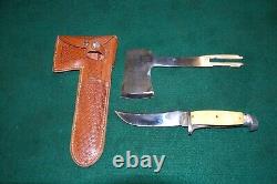 Vintage Western Stag Knife-Axe Hunter Combo with Original Sheath