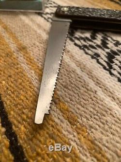 Vintage Western USA 932K Hunting Camping Survival Bowie Folding Knife/Saw Combo