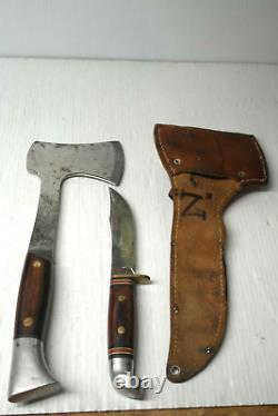 Vintage Western USA Combo Knife W66 E And Hatchet W10 F Set With Sheath