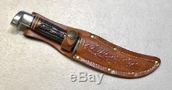 Vintage Western USA H40 H Fighting Hunting Dagger Knife WithLeather Sheath VG Cond