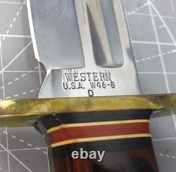 Vintage Western USA W46-8 D Knife With Sheath