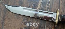 Vintage Western USA W46-8 Fixed Blade Combat Bowie Knife With Leather Sheath