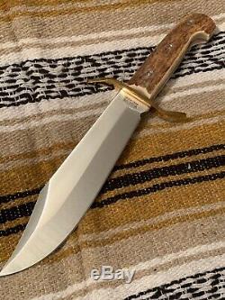 Vintage Western USA W49 Elk Stag Handle Bowie Survival V44 knife WithSheath/Box