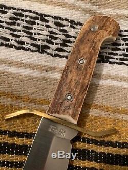 Vintage Western USA W49 Elk Stag Handle Bowie Survival V44 knife WithSheath/Box