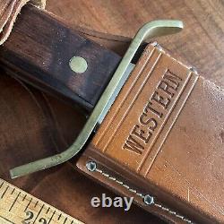 Vintage Western USA W49 Fixed Blade Survival Bowie Knife & Sheath