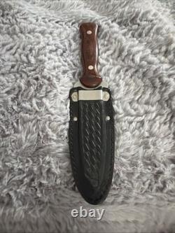 Vintage Western USA W77 Boot Knife Dagger with Original Basketweave Leather Sheath