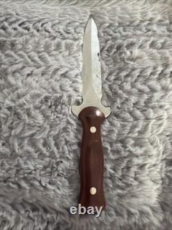 Vintage Western USA W77 Boot Knife Dagger with Original Basketweave Leather Sheath