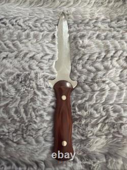 Vintage Western USA W77 Boot Knife Dagger with Original Basketweave Leather Sheath