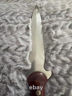 Vintage Western USA W77 Boot Knife Dagger with Original Basketweave Leather Sheath