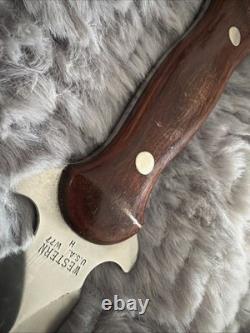 Vintage Western USA W77 Boot Knife Dagger with Original Basketweave Leather Sheath
