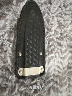 Vintage Western USA W77 Boot Knife Dagger with Original Basketweave Leather Sheath