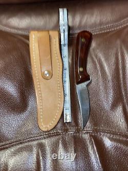 Vintage Western USA W82 Fixed Blade Knife withLeather Sheath Wood Handle
