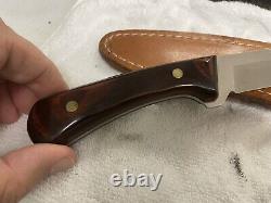 Vintage Western USA W84 Wood Handled Blade Hunting Knife And Orig Sheath