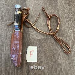 Vintage Whitby Stag Horn Handle Knife made in Solingen Germany With Sheath NICE