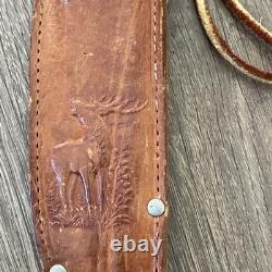 Vintage Whitby Stag Horn Handle Knife made in Solingen Germany With Sheath NICE