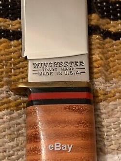 Vintage Winchester USA Trailmaker Bowie Survival Stag Pommel Knife/Sheath USA