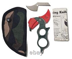 Vintage Wyoming Knife Hunting Game Skinning Fixed Blade & Camo Sheath Ex. Blade