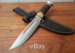Vintage XL Solingen Germany knife Stag bone fighting bowie hunting survive /case