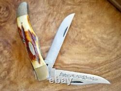 Vintage casexx case xx USA 1977 blue scroll stag hunting knife set old knives