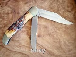 Vintage casexx case xx USA 1977 blue scroll stag hunting knife set old knives