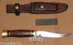 Vintage custom Ralph Bone hunting knife & Johnson sheath USA