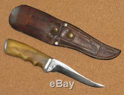 Vintage custom made Seguine Juneau Alaska hunting knife and sheath
