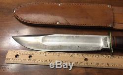 Vintage estate find Marbles 12 1/2 Leather Handle Hunting Knife W SHEATH