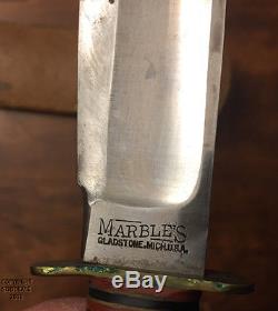 Vintage estate find Marbles 12 1/2 Leather Handle Hunting Knife W SHEATH
