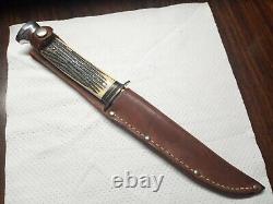 Vintage kabar genuine stag handle knife with orig sheath unused very NICE