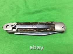 Vintage latch lock spring knife stag handles