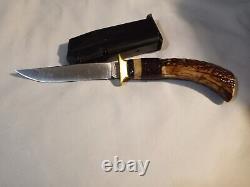 Vintage northwoods Gladstone Mich custom stag knife with sheath very NICE