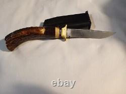 Vintage northwoods Gladstone Mich custom stag knife with sheath very NICE