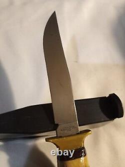 Vintage northwoods Gladstone Mich custom stag knife with sheath very NICE