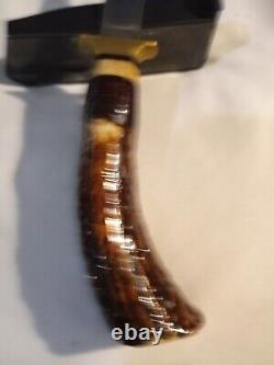 Vintage northwoods Gladstone Mich custom stag knife with sheath very NICE