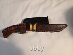 Vintage northwoods Gladstone Mich custom stag knife with sheath very NICE