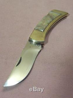 VintageGERBER97223LOCK BLADE FOLDING KNIFE withONYX SCALES & ORIG. WALNUT BOX