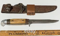 Vtg 1935-50 Western Boulder Colo. Pat'd Made In USA Bird Trout Hunting Knife L48