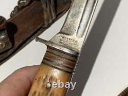 Vtg 1935-50 Western Boulder Colo. Pat'd Made In USA Bird Trout Hunting Knife L48